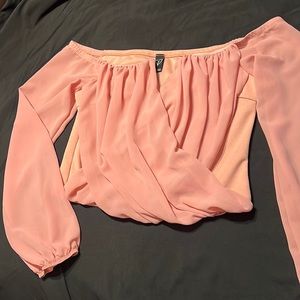 Strapless blush pink blouse